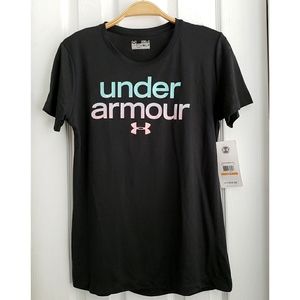 New UNDER ARMOUR Performance Semi-fitted Short Sleeves Tee Black Sz S